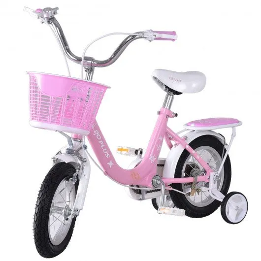 16" Kids Bike Bicycle with Training Wheels and Basket -Pink