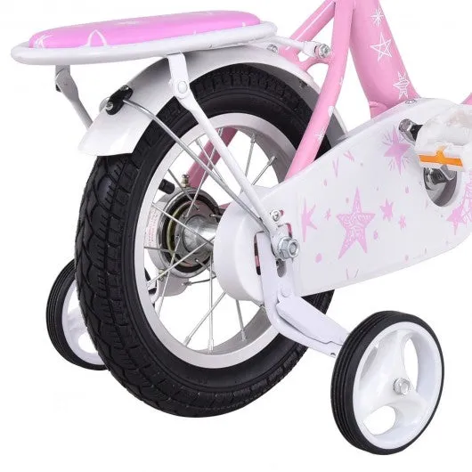 16" Kids Bike Bicycle with Training Wheels and Basket -Pink