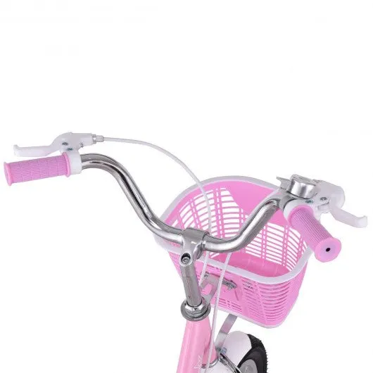 16" Kids Bike Bicycle with Training Wheels and Basket -Pink