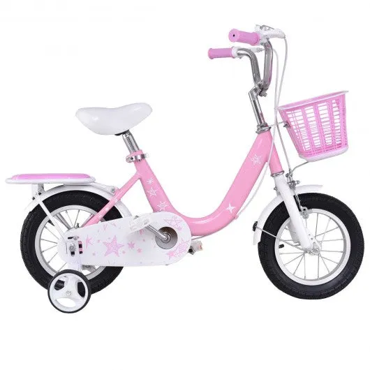 16" Kids Bike Bicycle with Training Wheels and Basket -Pink