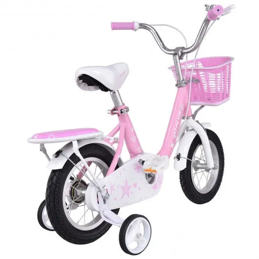 16" Kids Bike Bicycle with Training Wheels and Basket -Pink