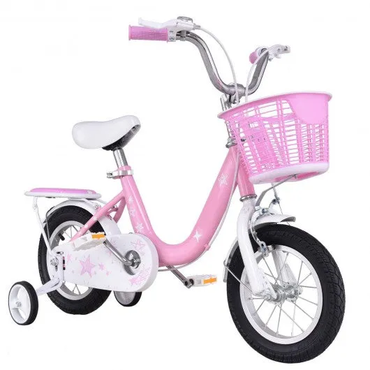 16" Kids Bike Bicycle with Training Wheels and Basket -Pink