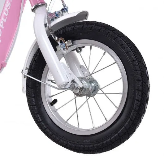 16" Kids Bike Bicycle with Training Wheels and Basket -Pink