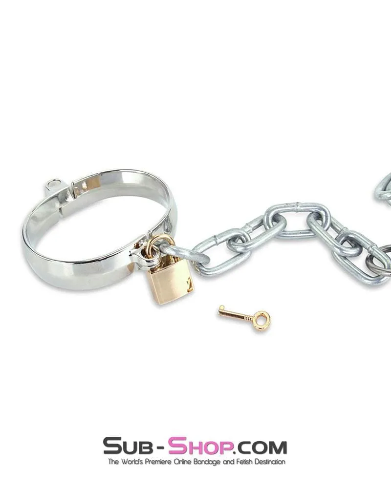 1848M     Chromed Steel Ankle Dungeon Irons with Chain and Padlocks Set - MEGA Deal