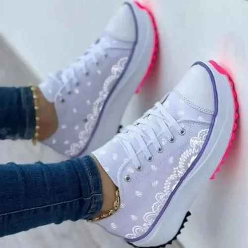 2022 Pattern Canvas Women Sneakers Casual Sport Shoes