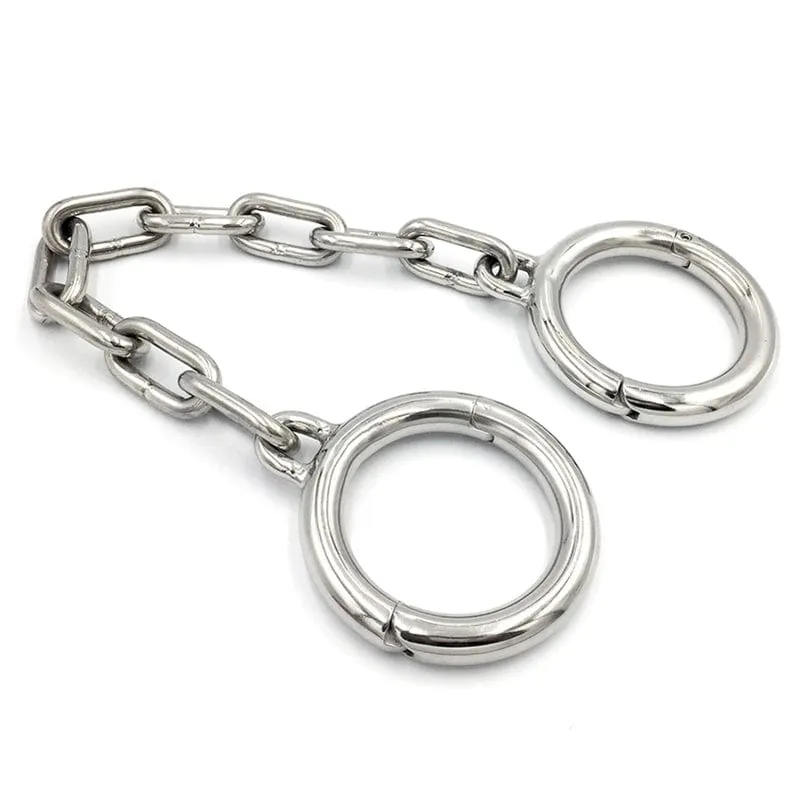 7142M      Heavy Bondage Stainless Steel Ankle Manacles, Small / Medium