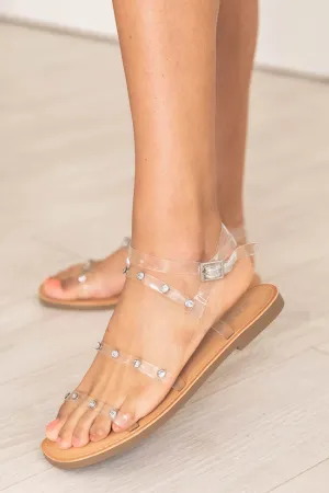 Amber Clear/Rhinestone Strappy Sandals FINAL SALE