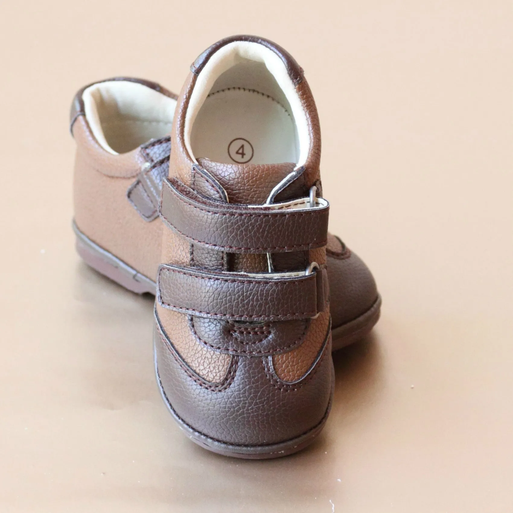 Angel Baby Boys Double Strap Sporty Leather Sneaker