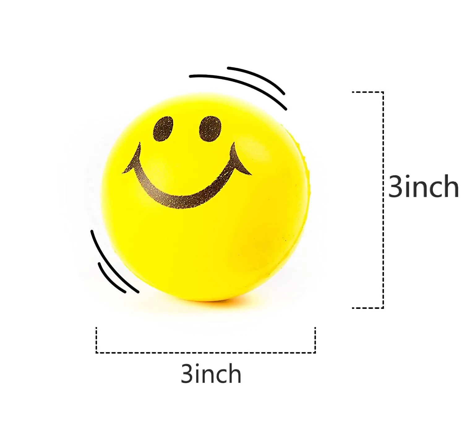 Aqbah Stress Reliever Squeeze Ball for Kids & Adults Smiley Face Yellow Color Pack of 3