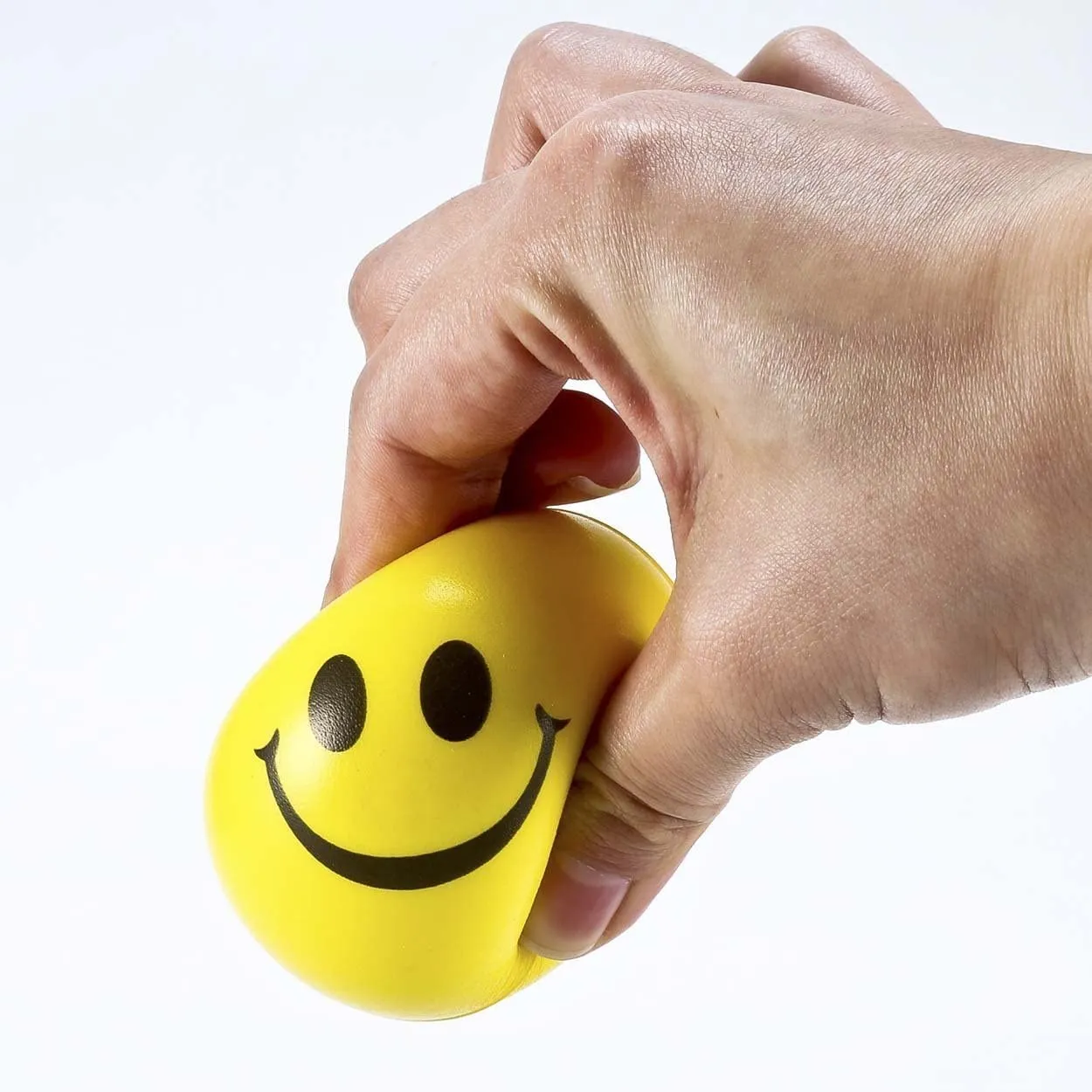 Aqbah Stress Reliever Squeeze Ball for Kids & Adults Smiley Face Yellow Color Pack of 3