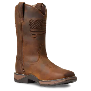 Ariat Ladies Anthem Patriot Waterproof Brown Square Toe Boots 10040369