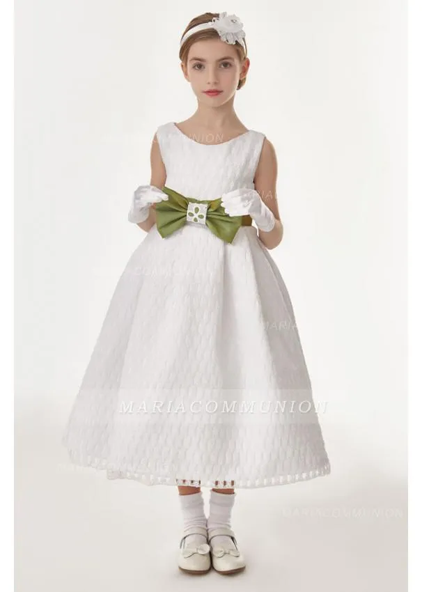 Ball Gown Bow(S) Sleeveless Wadenlanges Communion Dress