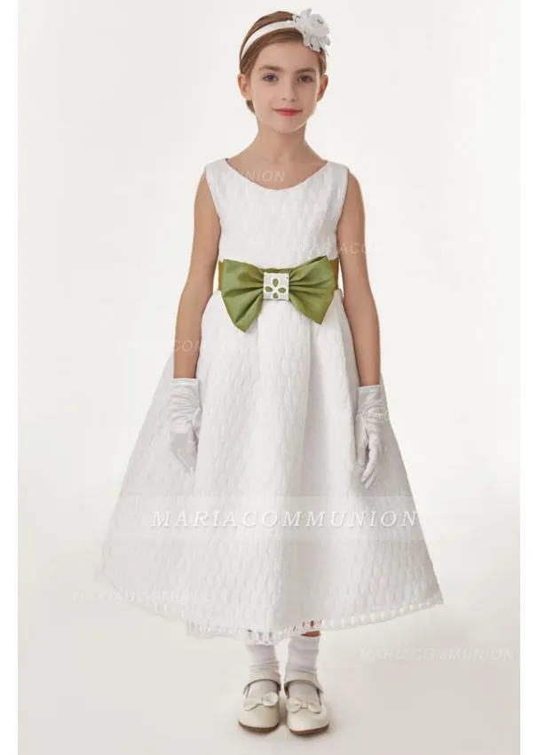 Ball Gown Bow(S) Sleeveless Wadenlanges Communion Dress