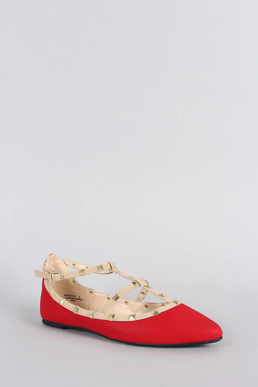 Bamboo Studded Cage Pointy Toe Flat