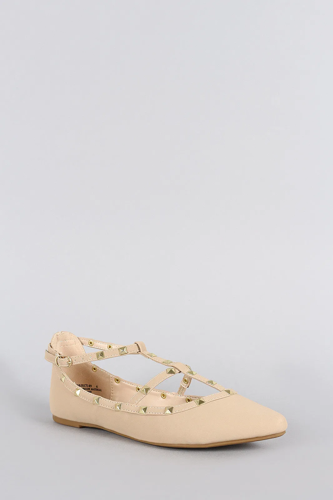 Bamboo Studded Cage Pointy Toe Flat