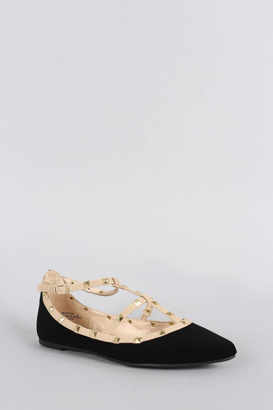 Bamboo Studded Cage Pointy Toe Flat