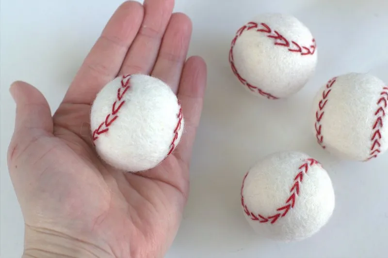 Baseball Felted Shapes- Set of 3 or 5