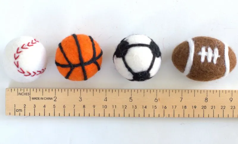 Baseball Felted Shapes- Set of 3 or 5