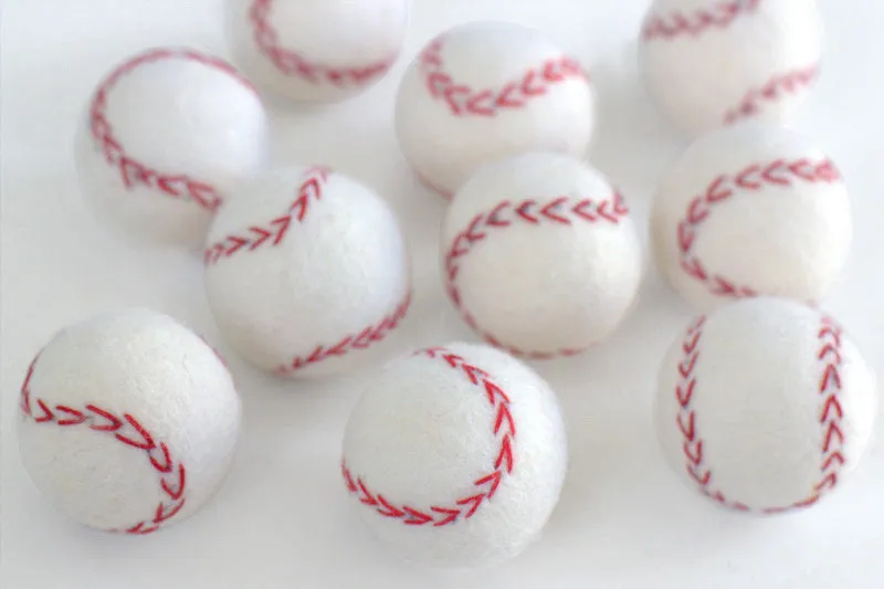 Baseball Felted Shapes- Set of 3 or 5