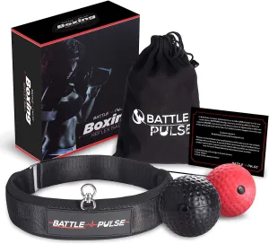 BattlePulse Reflex Ball – Soft Multilayer Premium Headband Boxing Ball – 360-Degree Buckle – 2 Difficulty Level Punching Ball – Reflex Speed Ball – Hand Eye Coordination Training Headset