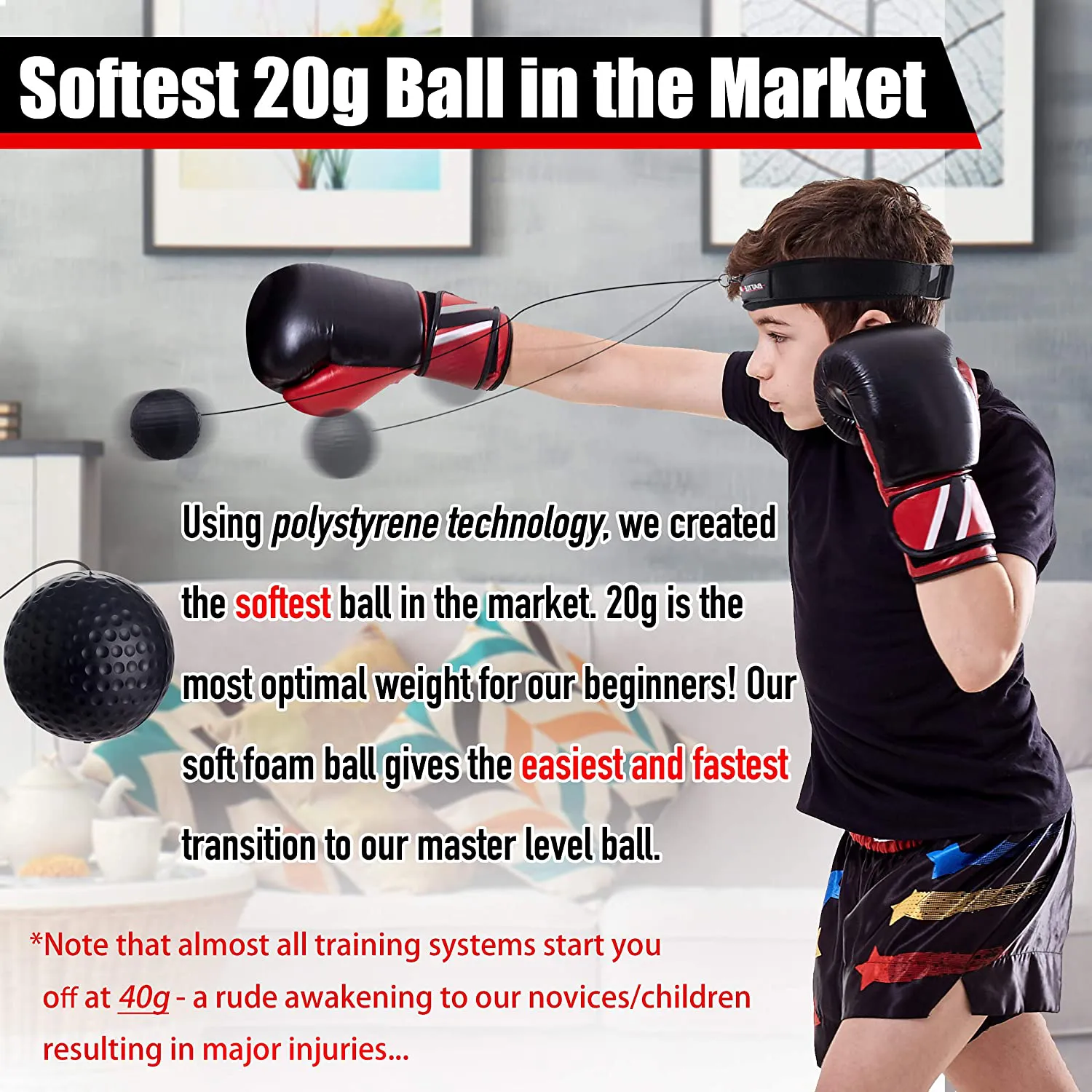 BattlePulse Reflex Ball – Soft Multilayer Premium Headband Boxing Ball – 360-Degree Buckle – 2 Difficulty Level Punching Ball – Reflex Speed Ball – Hand Eye Coordination Training Headset