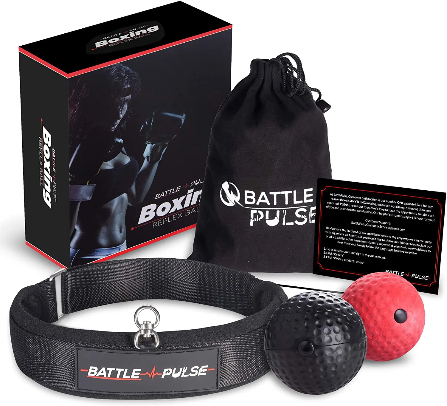 BattlePulse Reflex Ball – Soft Multilayer Premium Headband Boxing Ball – 360-Degree Buckle – 2 Difficulty Level Punching Ball – Reflex Speed Ball – Hand Eye Coordination Training Headset