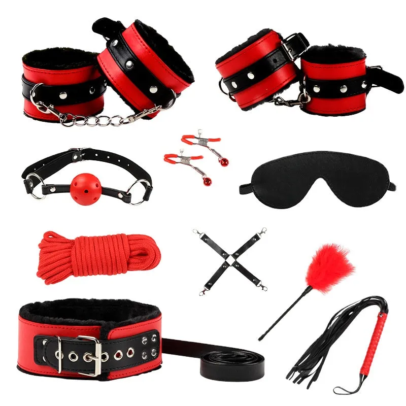 Beginners Bondage Set Black and Red with Hogtie