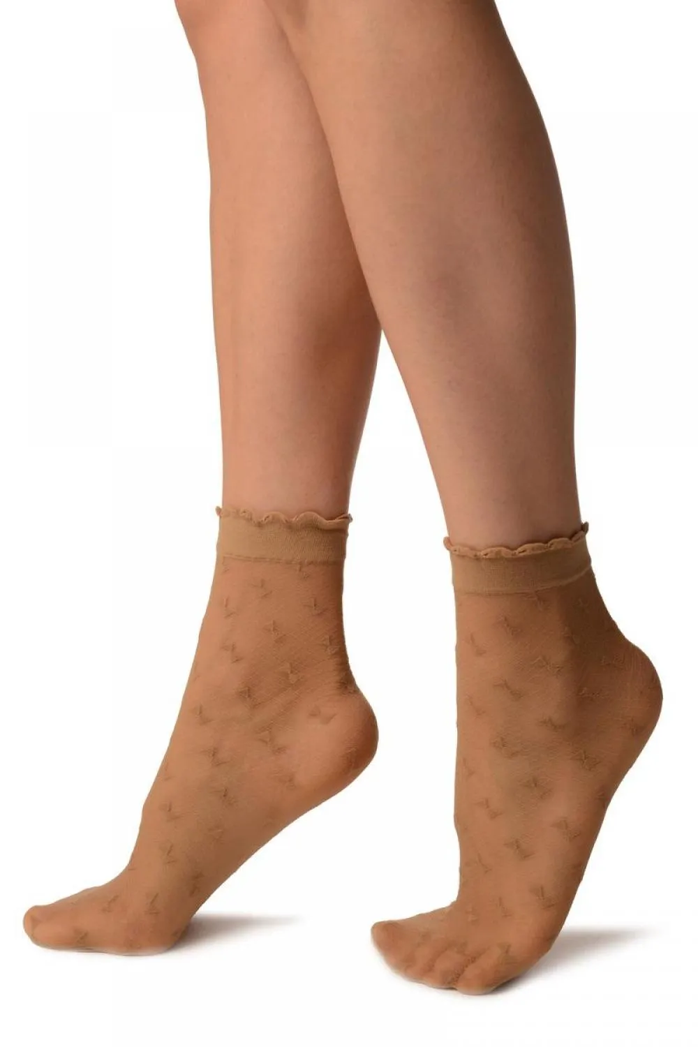 Beige Little Bows Ankle High Socks