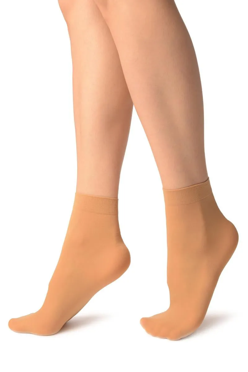 Beige Nude Plain Ankle High Socks