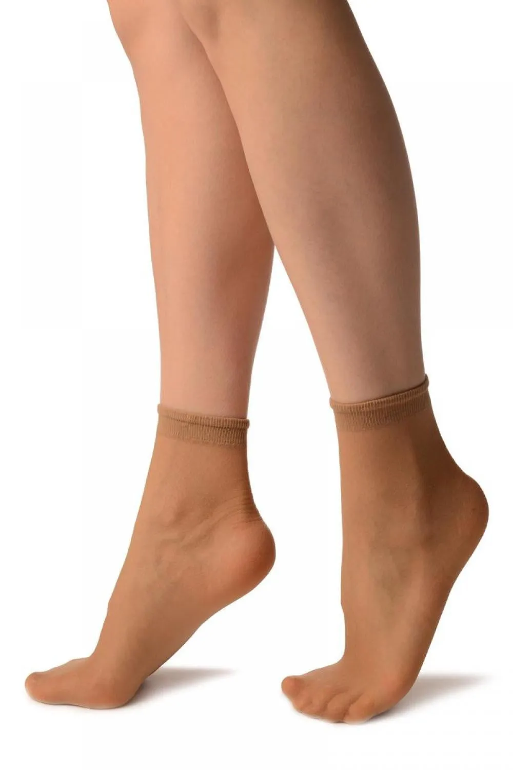 Beige Woven 3D Mesh Ankle High Socks