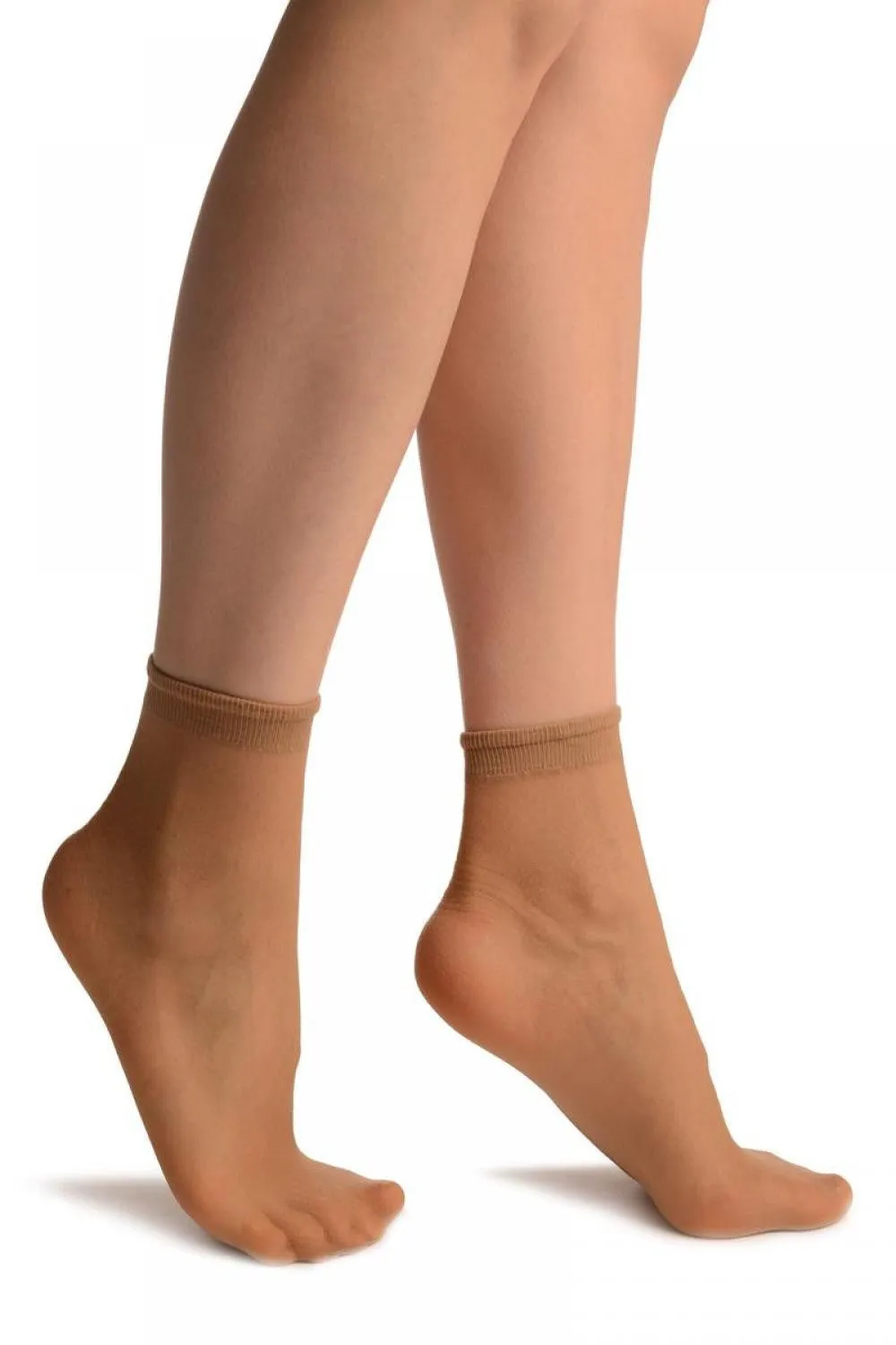 Beige Woven 3D Mesh Ankle High Socks