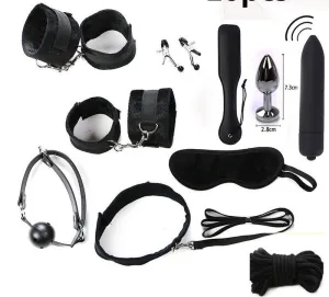 Black Bondage Kit with Butt Plug