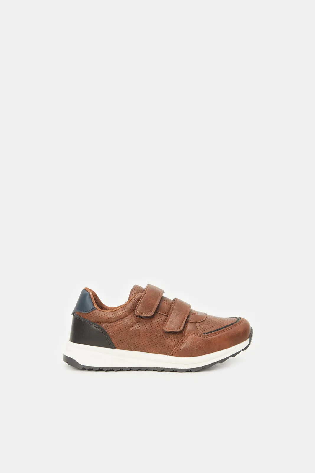 Boys Brown Material Block Sneakers