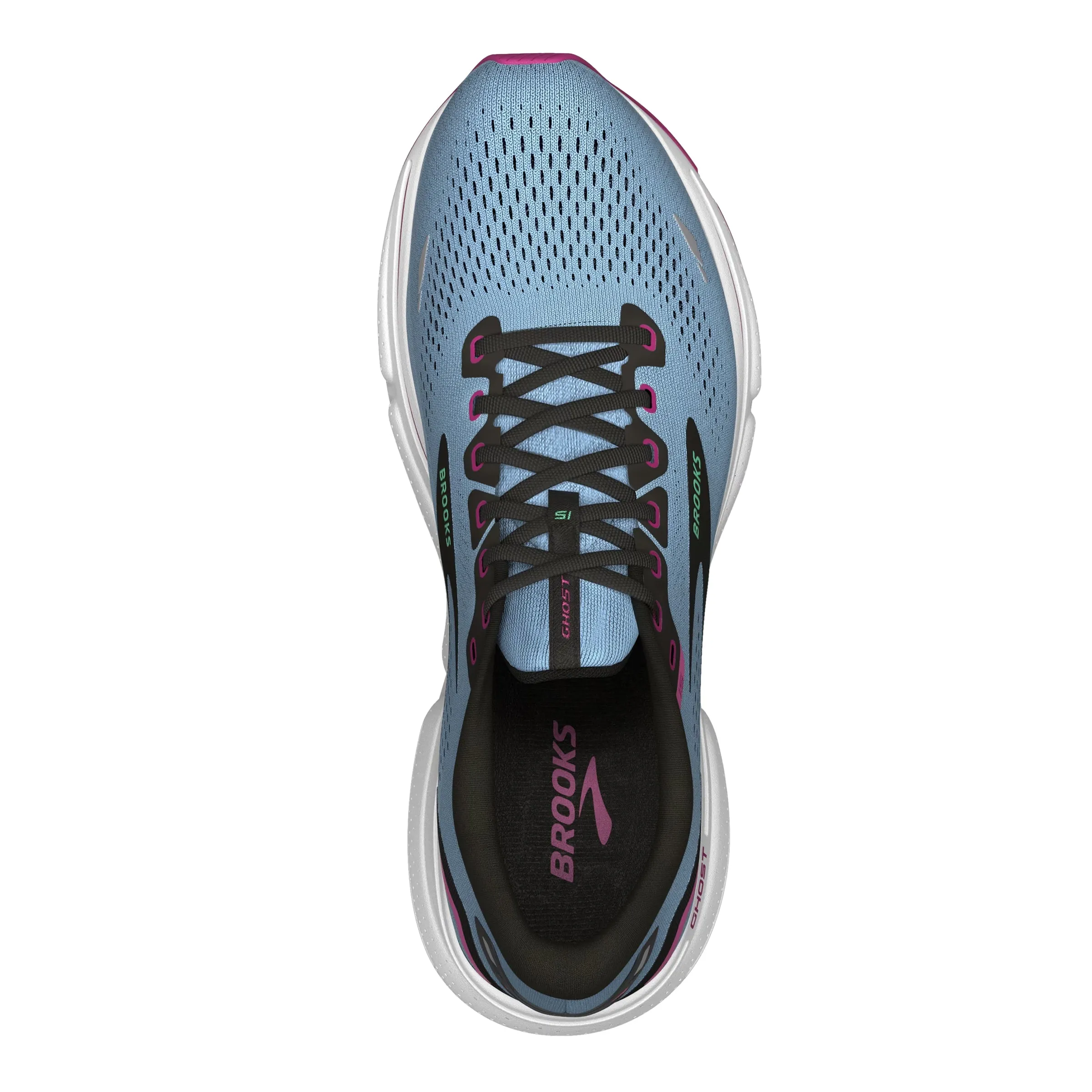 Brooks Women's Ghost 15 Running Shoes Blue Bell / Black / Pink