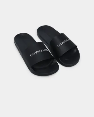 Calvin Klein Women's Institutional Slide White Black