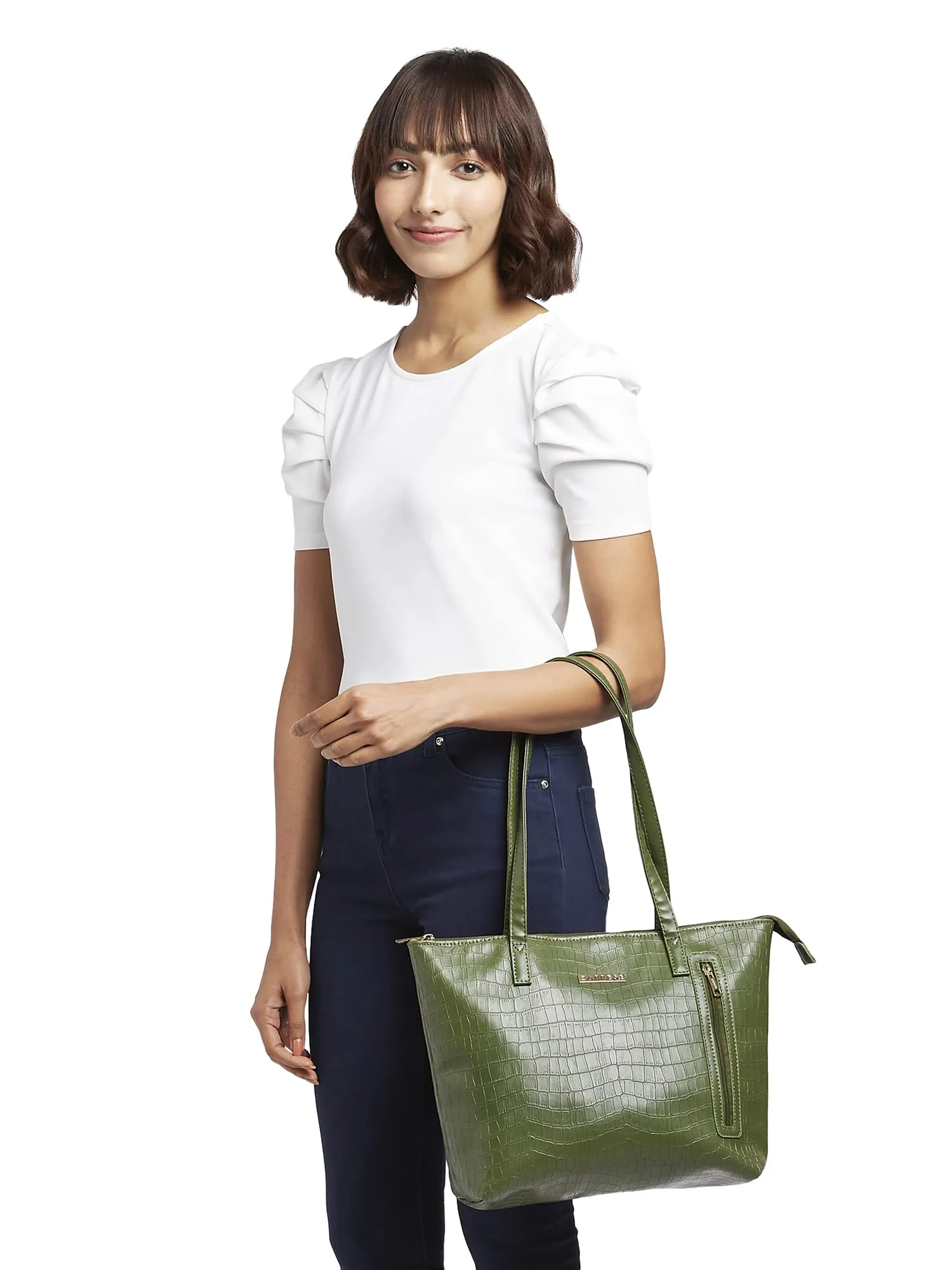 Caprese womens NATLIE T Large OLIVE Tote Bag