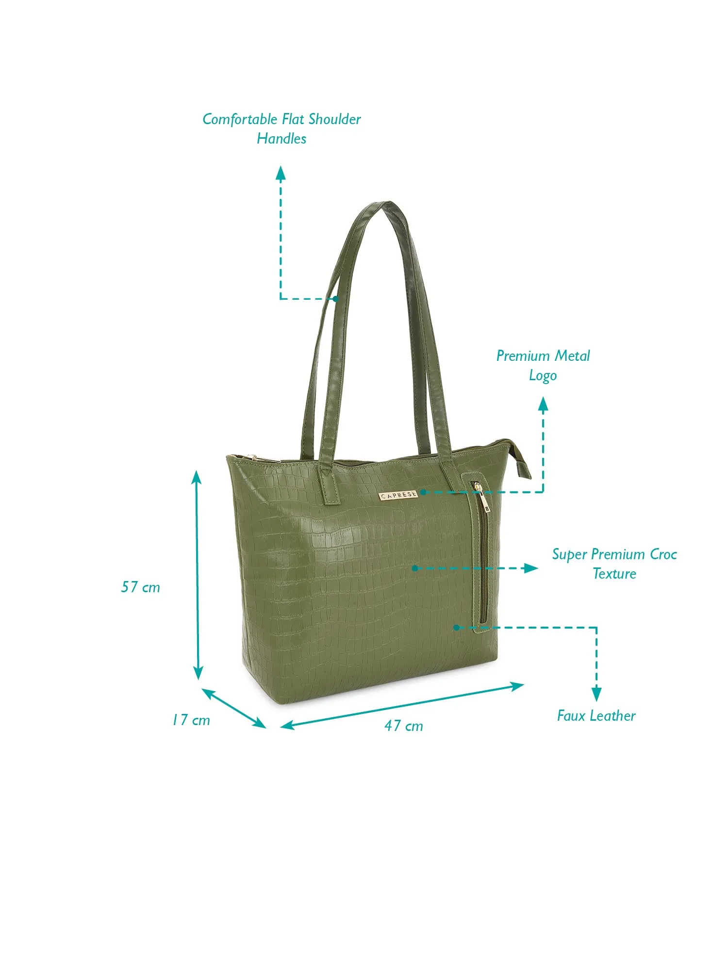 Caprese womens NATLIE T Large OLIVE Tote Bag