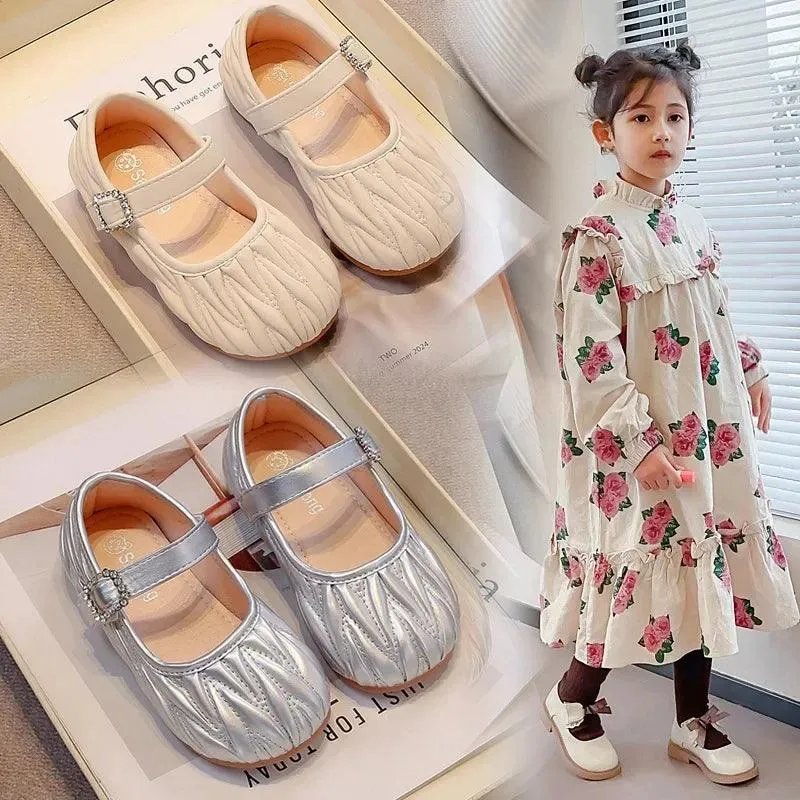 Children's Casual Shoes - Girls Elegant Flat Pleated - Design TSS272