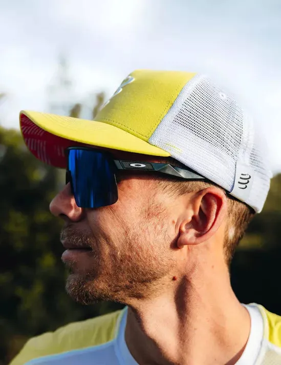 Compressport Unisex's Trucker Cap - White/Safety Yellow/Neon Pink