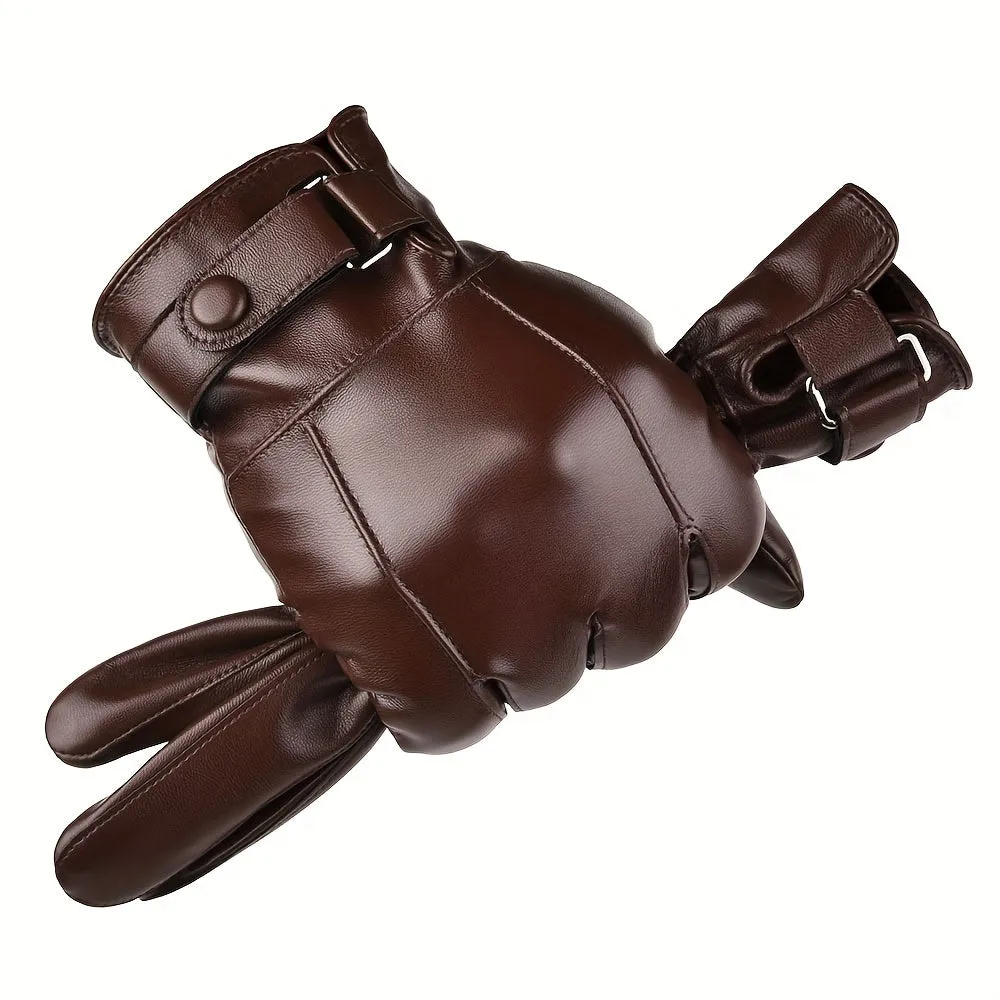 Cozy PU Leather Gloves for Winter Outdoor Sports