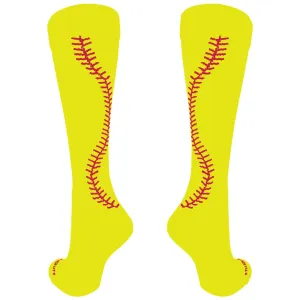 Custom Softball Socks with Stitches Over the Calf