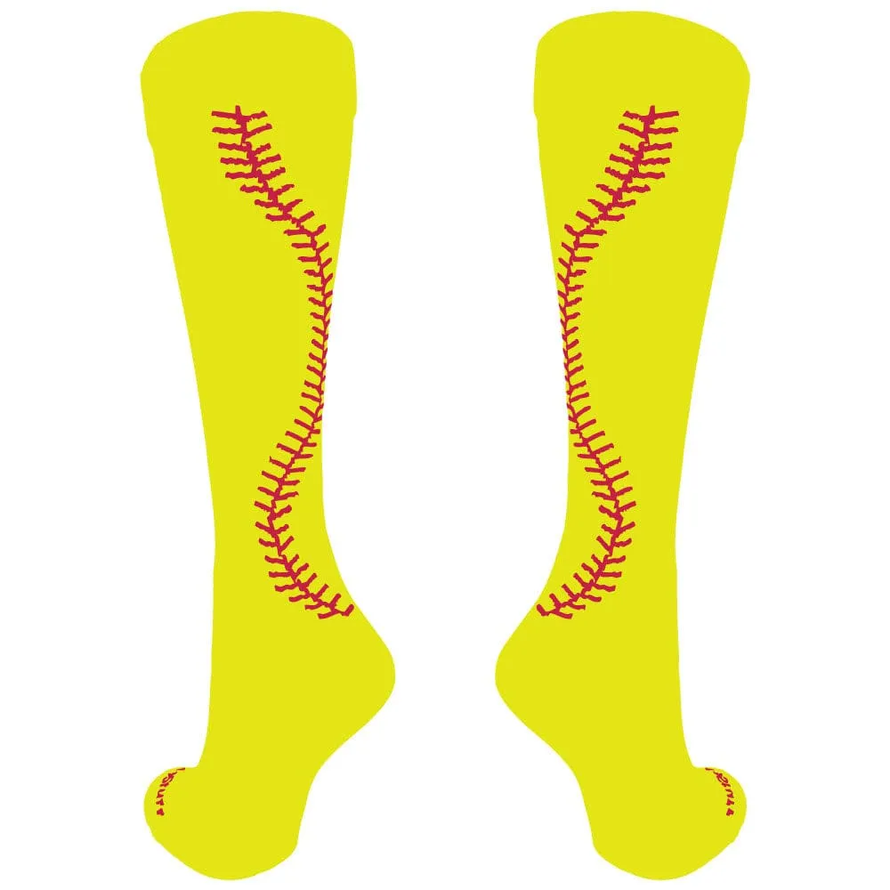 Custom Softball Socks with Stitches Over the Calf