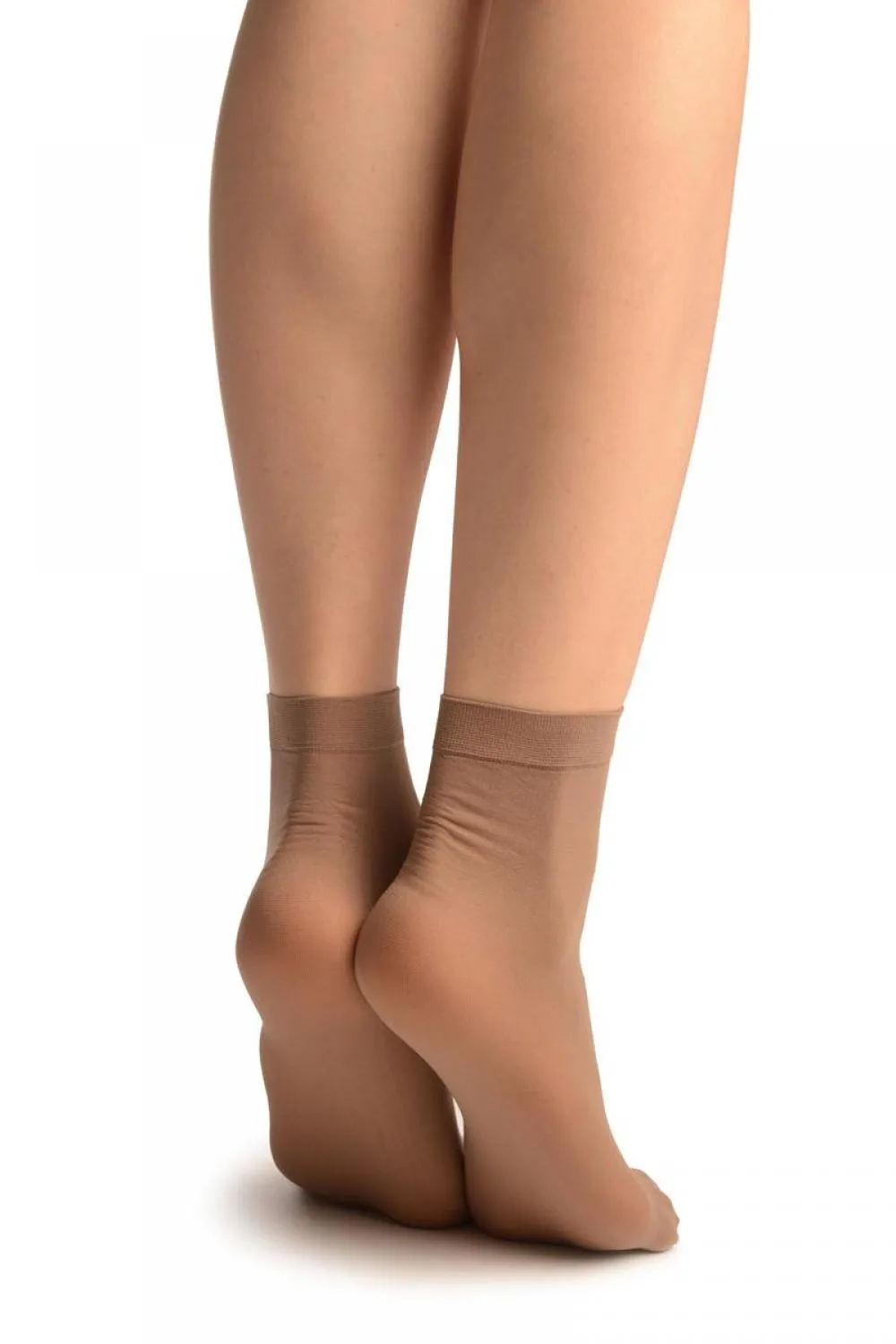 Dark Beige Plain Ankle High Socks