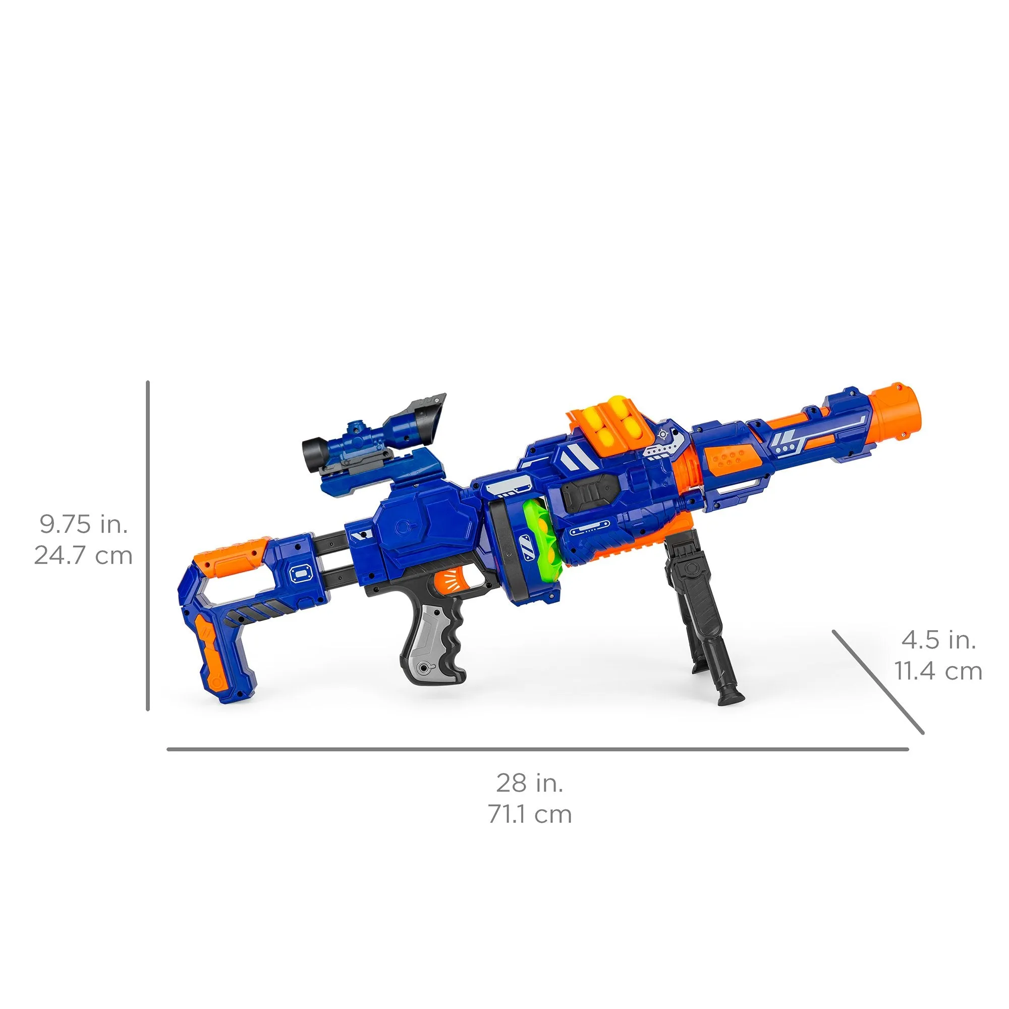 Electric Soft Foam Ball Long-Distance Blaster Toy w/ Barrel Extension, Bipod