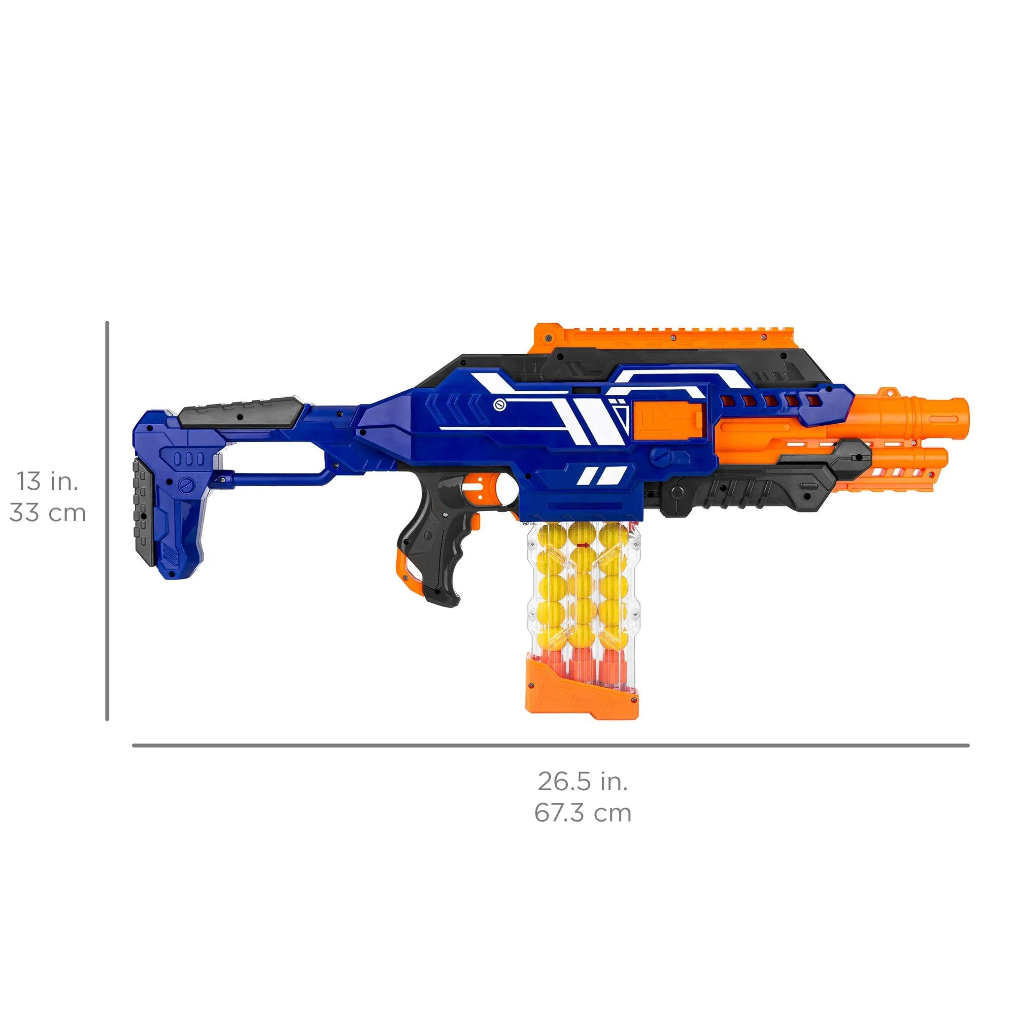 Electric Soft Foam Ball Rapid Fire Blaster Toy w/ Magazine, 25 Balls