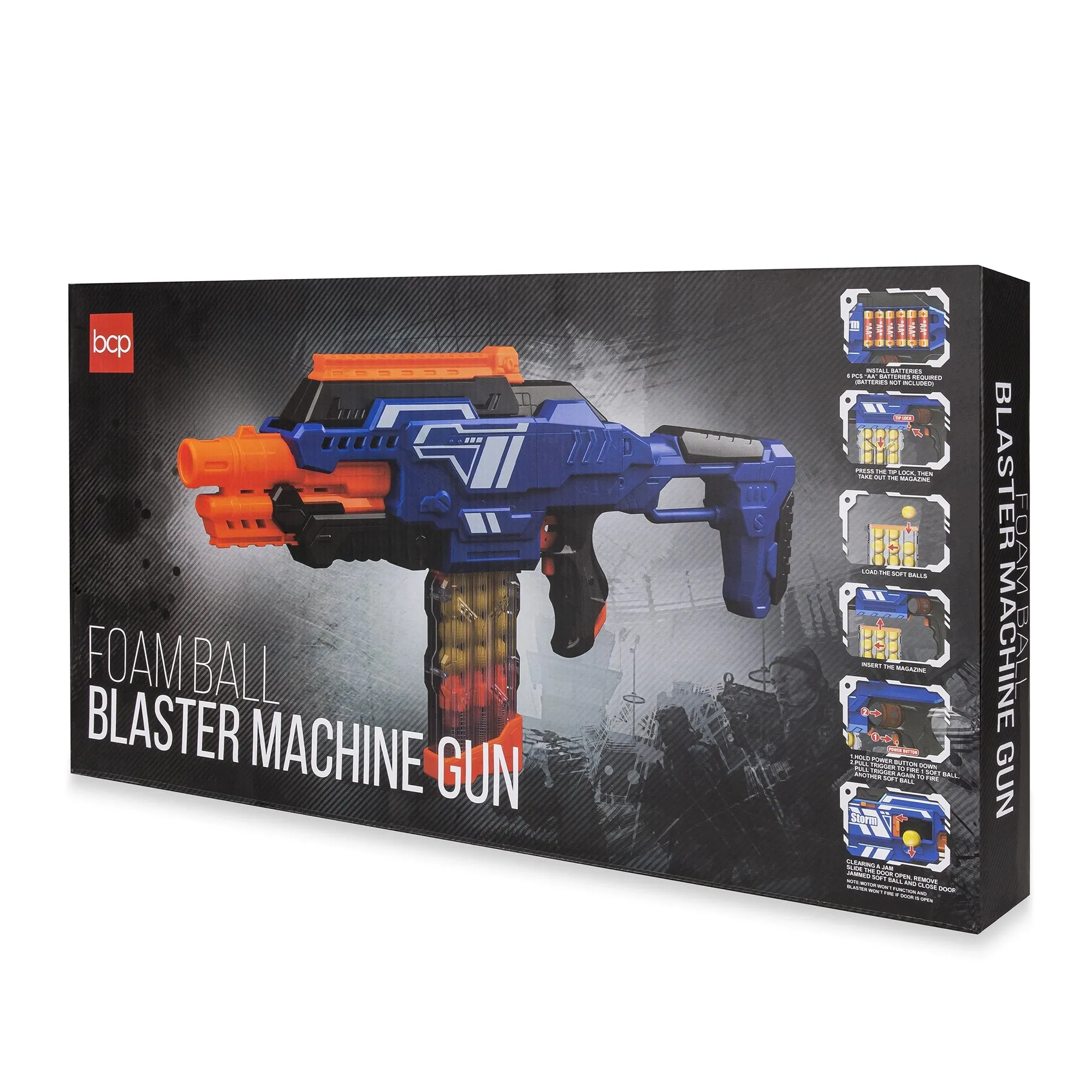 Electric Soft Foam Ball Rapid Fire Blaster Toy w/ Magazine, 25 Balls