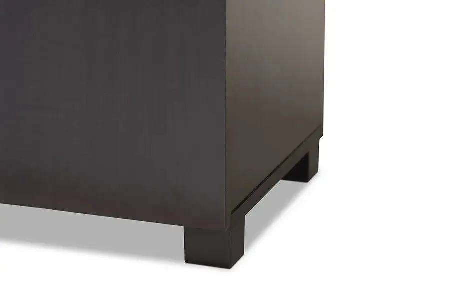 Emory Wenge Dark Brown Finished 2-Door Wood Entryway Shoe Storage Cabinet