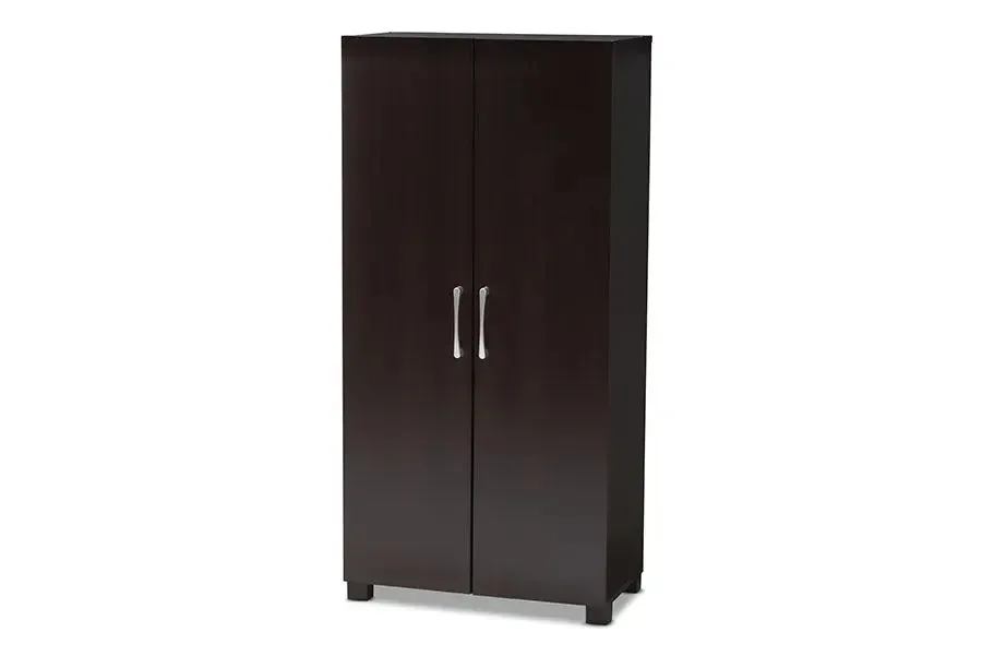 Emory Wenge Dark Brown Finished 2-Door Wood Entryway Shoe Storage Cabinet