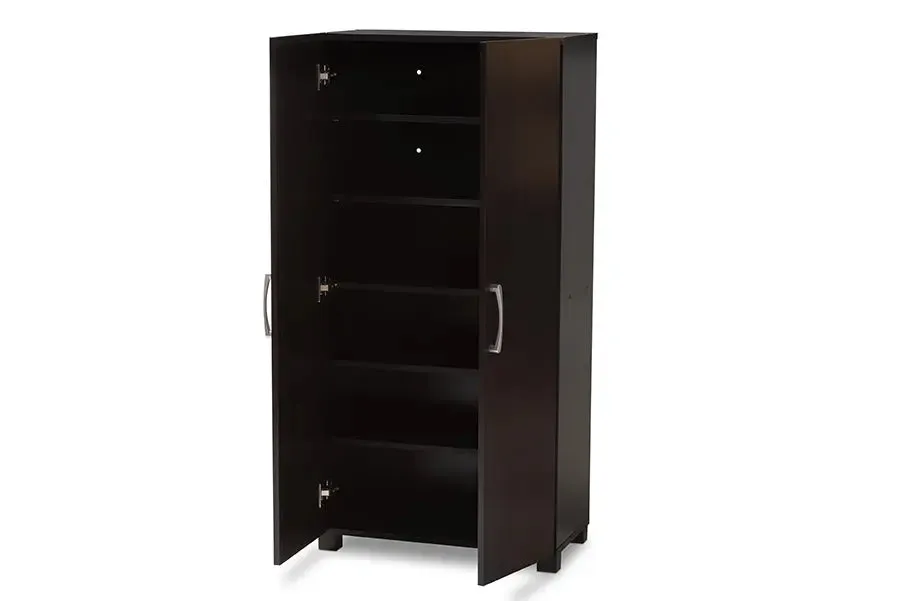 Emory Wenge Dark Brown Finished 2-Door Wood Entryway Shoe Storage Cabinet