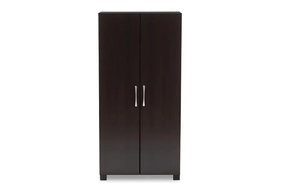 Emory Wenge Dark Brown Finished 2-Door Wood Entryway Shoe Storage Cabinet